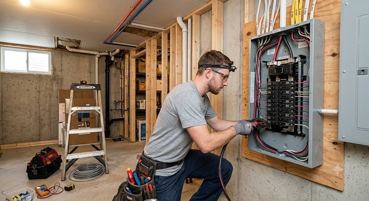 Tron Electrical electrician converting an old fuse box to a modern breaker panel in a Toronto home