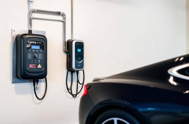 Residential Level 2 EV charger professionally installed by Tron Electrical