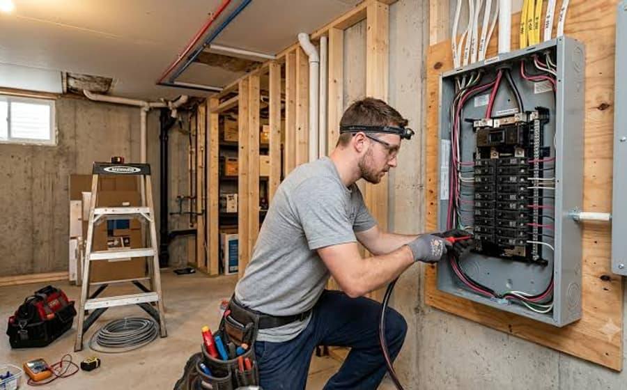 Modern 200A breaker panel installed and labelled by Tron Electrical