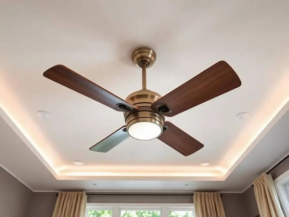 Newly installed ceiling fan with wall speed control in a Toronto bedroom