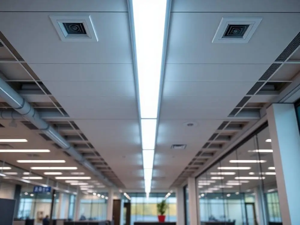 Newly wired open-concept office space with energy-efficient LED lighting in Toronto