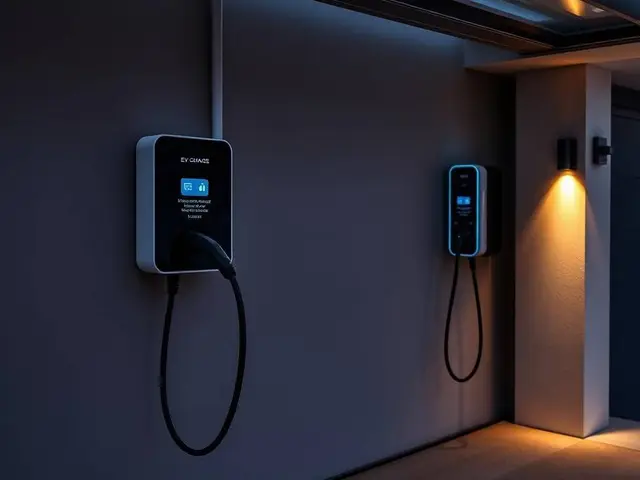 Home EV charger installed in a residential garage