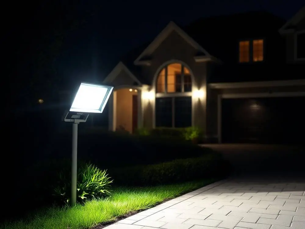 Motion sensor floodlight installed on exterior wall of Toronto home