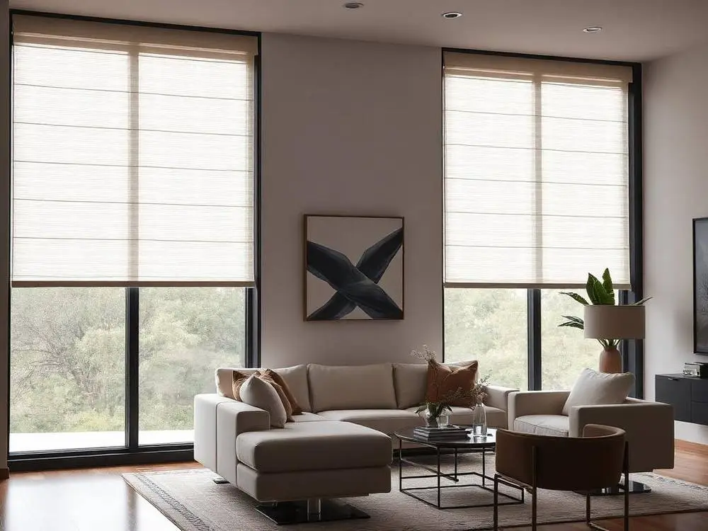 Palladiom motorized shades installed in a modern Toronto living room